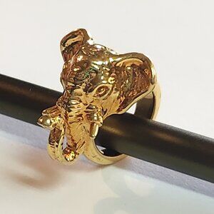 Tory Burch NAOMI Elephant Ring Raised Trunk chunky signed